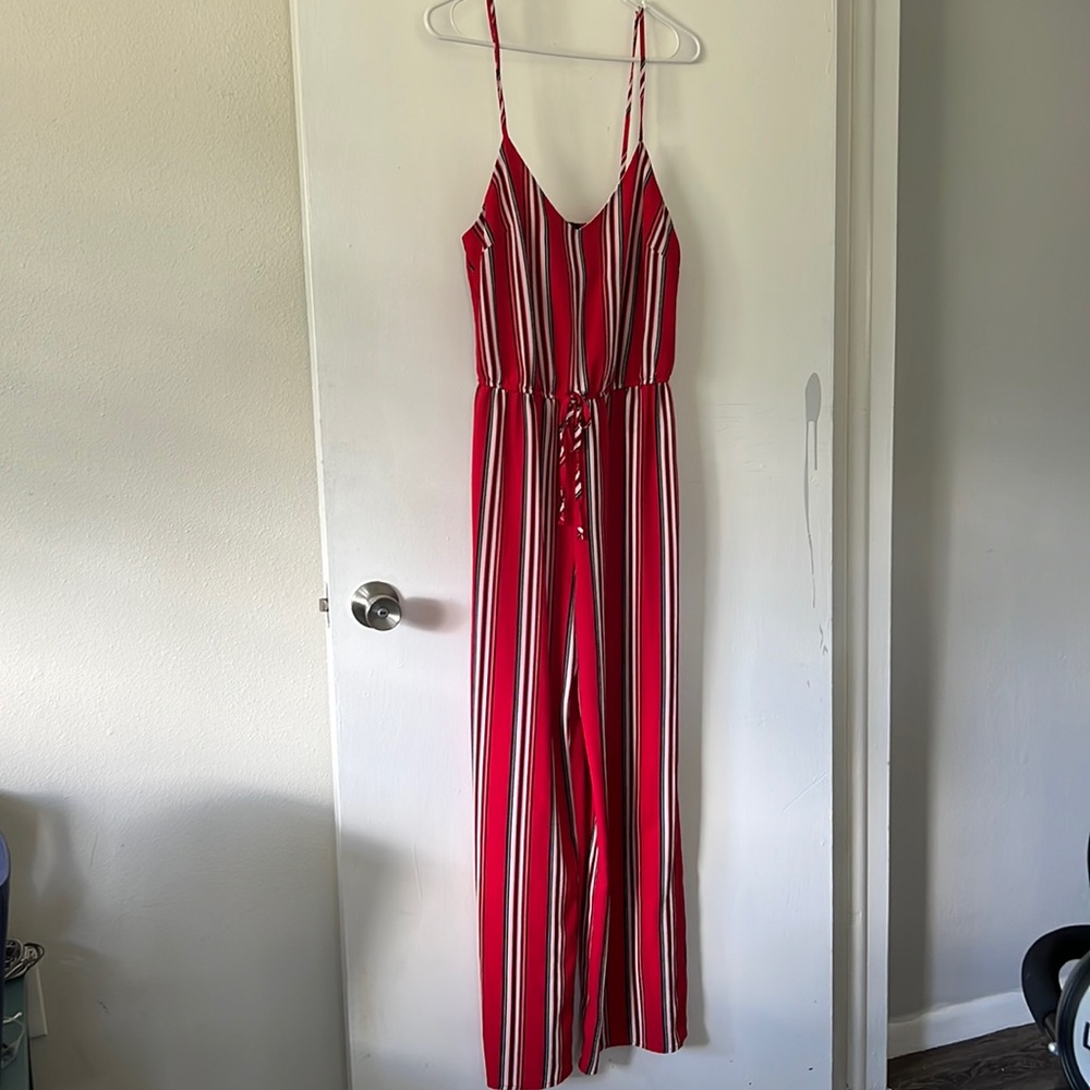 Red striped jumpsuit